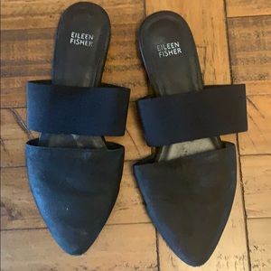 Black suede Eileen Fisher mule